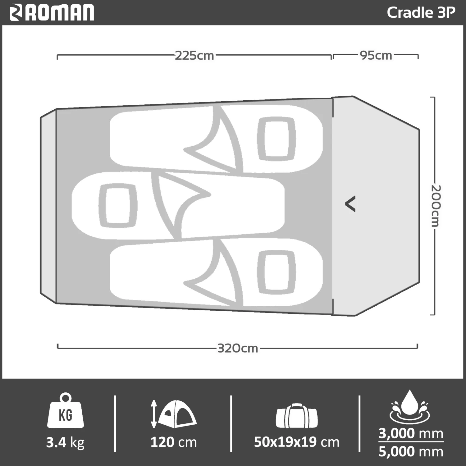 Roman Cradle 3P Hiking Tent 9 Roman Cradle 3P Hiking Tent - Image 7
