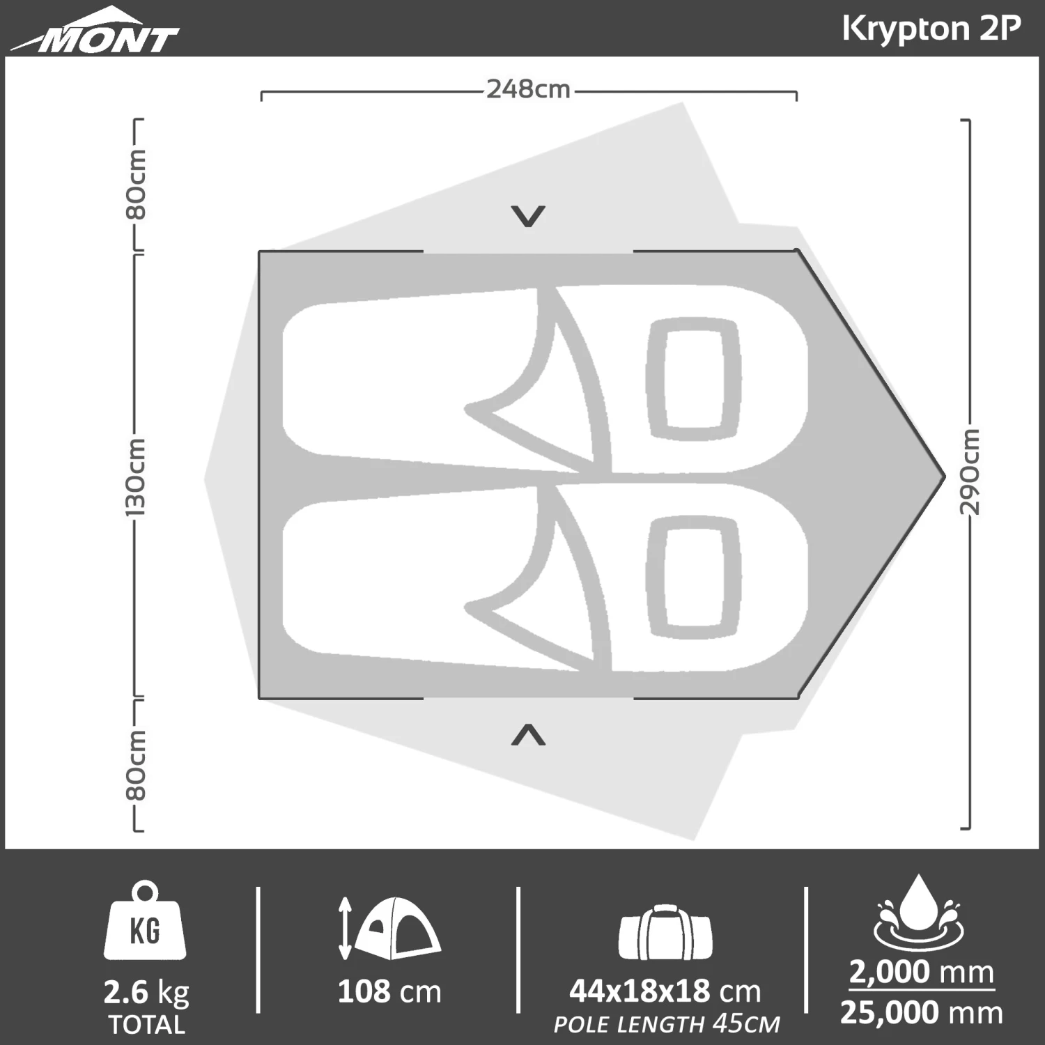 Krypton 2 Person Integral Pitch Hiking Tent 12 Krypton 2 Person Integral Pitch Hiking Tent - Image 10